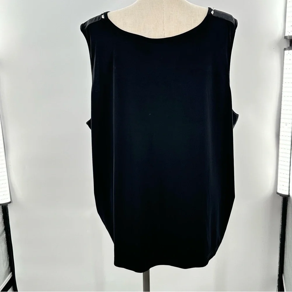Maggie Barnes womens tank top size 4X 30-32 black beaded coastal grandma